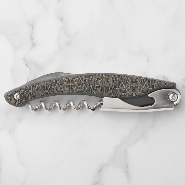Braunes SNAKE-HAUTmuster | Kellnermesser (Rückseite)