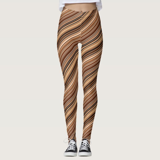Braunes Streifenmuster Leggings (Vorderseite)