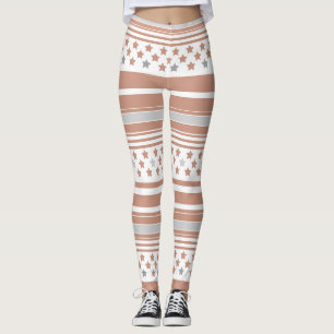 Braunes Streifenmuster mit Sternen Leggings