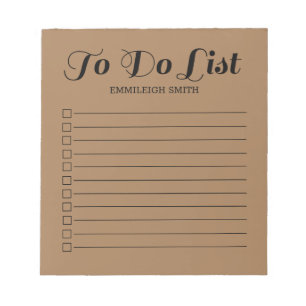 Braunes süßes Kalligrafie-Script To-Do-Liste-Kontr Notizblock