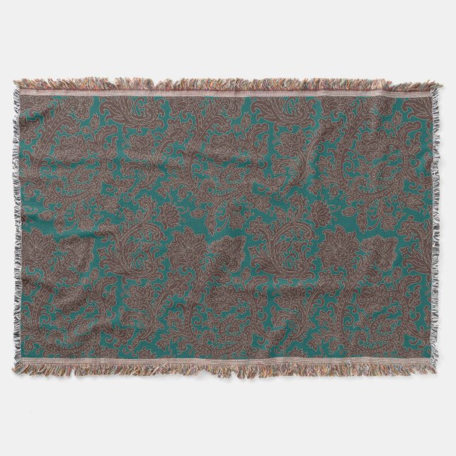 Braunes Teal-Ornament-Design Decke (Vorderseite)