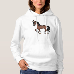 Braunes Trabrennpferd Süße Cartoon-Illustration Hoodie