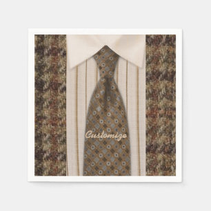 Braunes Tweed-Hemd und Krawatte Herrenanzug Servie Serviette