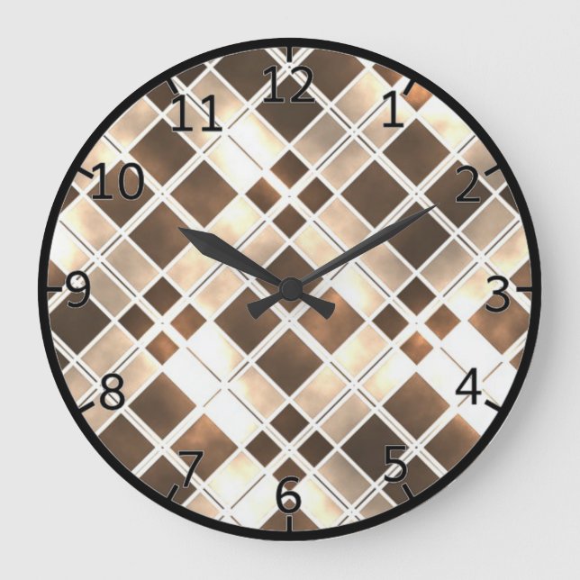 Braunes und cremefarbenes Glas Große Wanduhr (Vorderseite)