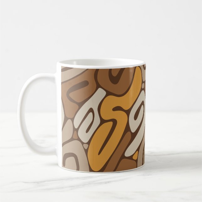 Braunes und cremefarbenes neutrales Spiralmuster Kaffeetasse (Links)