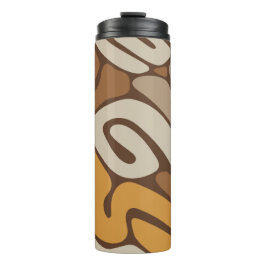 Braunes und cremefarbenes neutrales Spiralmuster Thermosbecher