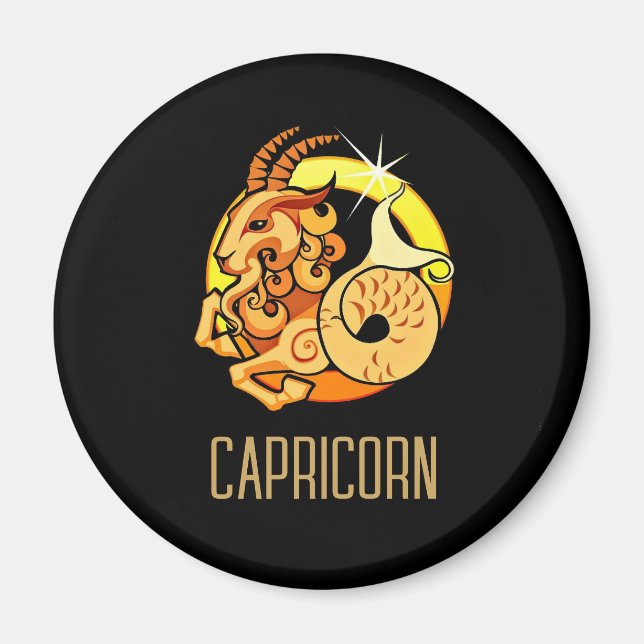 Braunes und goldenes Capricorn-Zodiakzeichen schwa Magnet (Vorne)