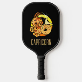 Braunes und goldenes Capricorn-Zodiakzeichen schwa Pickleball Schläger