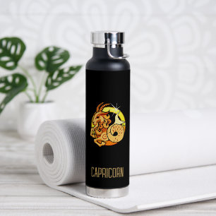 Braunes und goldenes Capricorn-Zodiakzeichen schwa Trinkflasche