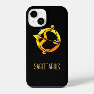 Braunes und goldenes Sagittarius-Zodiakzeichen sch iPhone 14 Hülle
