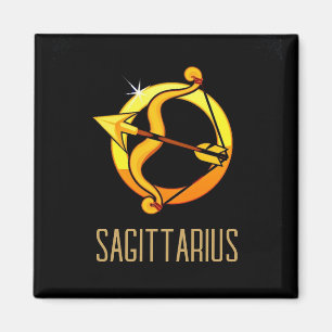 Braunes und goldenes Sagittarius-Zodiakzeichen sch Magnet