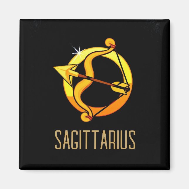 Braunes und goldenes Sagittarius-Zodiakzeichen sch Magnet (Vorne)