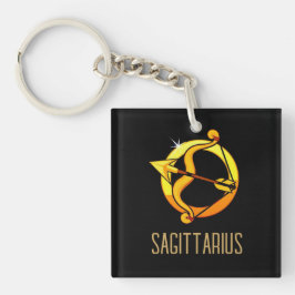 Braunes und goldenes Sagittarius-Zodiakzeichen sch Schlüsselanhänger