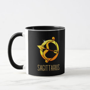 Braunes und goldenes Sagittarius-Zodiakzeichen sch Tasse