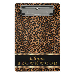 Braunes und Goldleopardenmuster Mini Klemmbrett