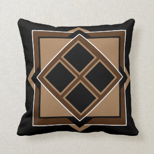 Braunes und Schwarzes geometrisches Muster Kissen