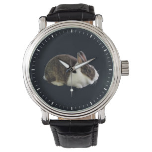 Braunes und weißes holländisches Rabbit Armbanduhr