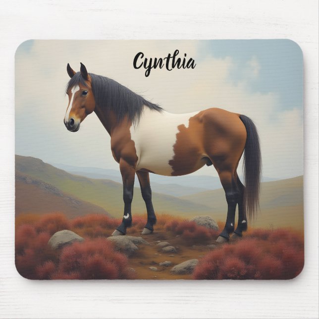 Braunes und weißes Shetlandpony Mousepad (Vorne)