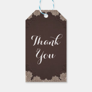 Braunes Veloursleder Vintage-Spitzen Western-Hochz Geschenkanhänger