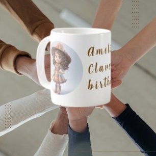 Braunes vintage Comic süßes Mädchen, benutzerdefin Kaffeetasse