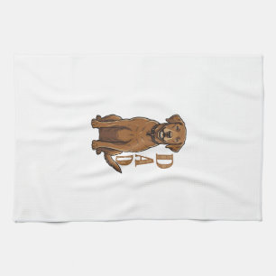Braunes Vintage-Hunde-Vater-Shirt-Design_1 Geschirrtuch