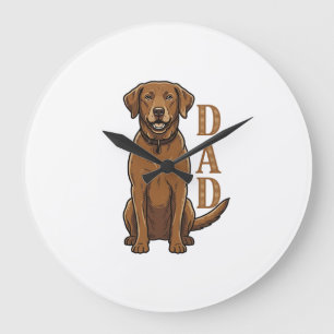 Braunes Vintage-Hunde-Vater-Shirt-Design_1 Große Wanduhr