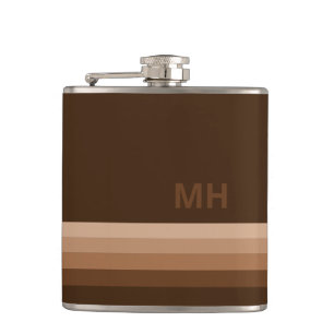 Braunes Vintage-Monogramm Flachmann