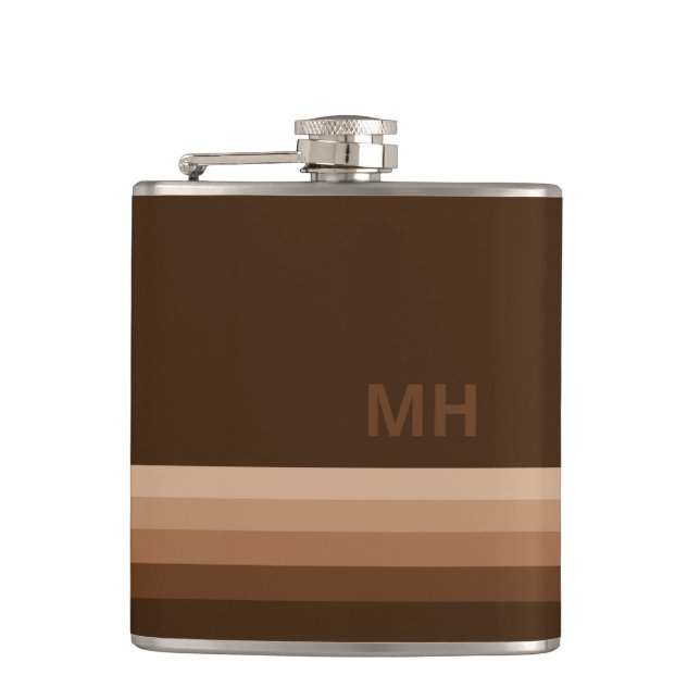 Braunes Vintage-Monogramm Flachmann (Vorderseite)