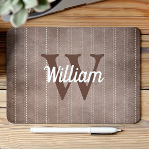 Braunes vintage Pinstripe Retro Monogramm Mousepad