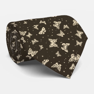 Braunes Vintage-Schmetterlingsmotiv-Muster Krawatte