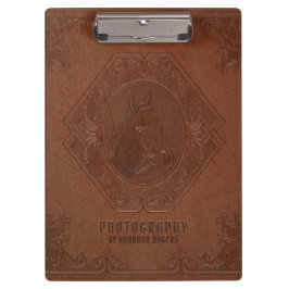 Braunes Vintages Leder mit Prägung des Pferdes Klemmbrett