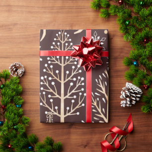 Braunes weißes Weihnachtspapier-Musterdesign Geschenkpapier