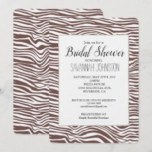 Braunes Zebra Print Stripes Brautparty Einladung