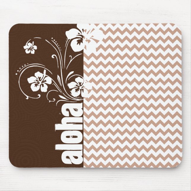 Braunes Zickzack Muster; Aloha Mousepad (Vorne)