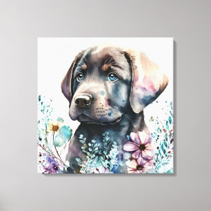 Braunfarbener Labrador Retriever und Blume Leinwanddruck