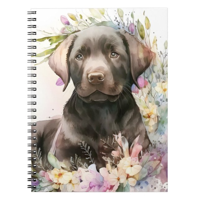Braunfarbener Labrador Retriever und Blume Notizblock (Vorderseite)