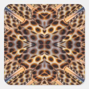 Braunfasan-Feder-Kaleidoskop Quadratischer Aufkleber