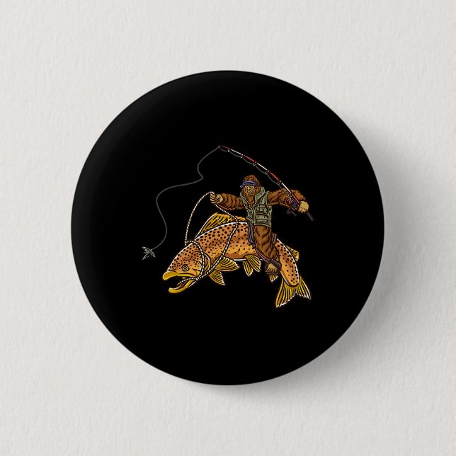 Braunforellen-Flussfischen Bigfoot-Jagd Fischer Button (Vorderseite)