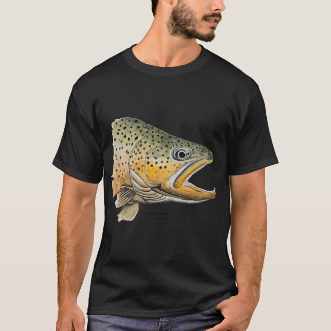 Braunforellenkopf-Malerei T-Shirt (Vorderseite)