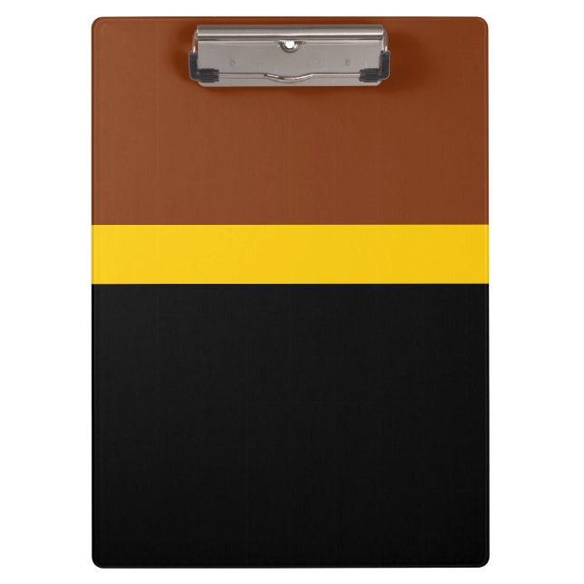 Braungelb-Schwarz-Blockstil-Design Klemmbrett (Vorderseite)