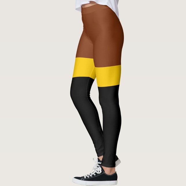 Braungelb-Schwarz-Blockstil-Design Leggings (Von Creator hochgeladen)