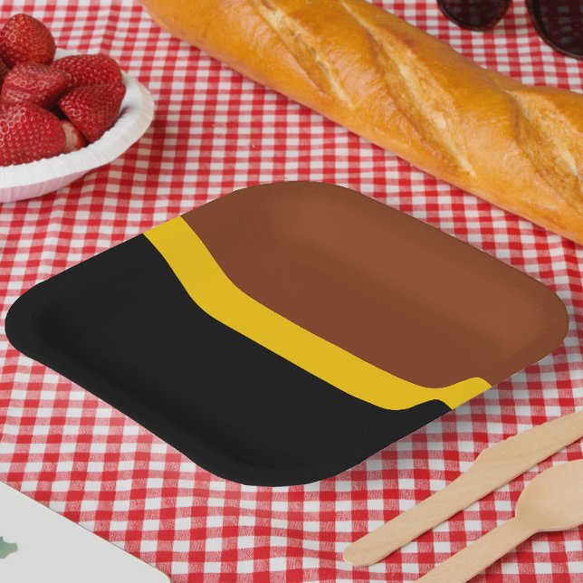 Braungelb-Schwarz-Blockstil-Design Pappteller (Von Creator hochgeladen)