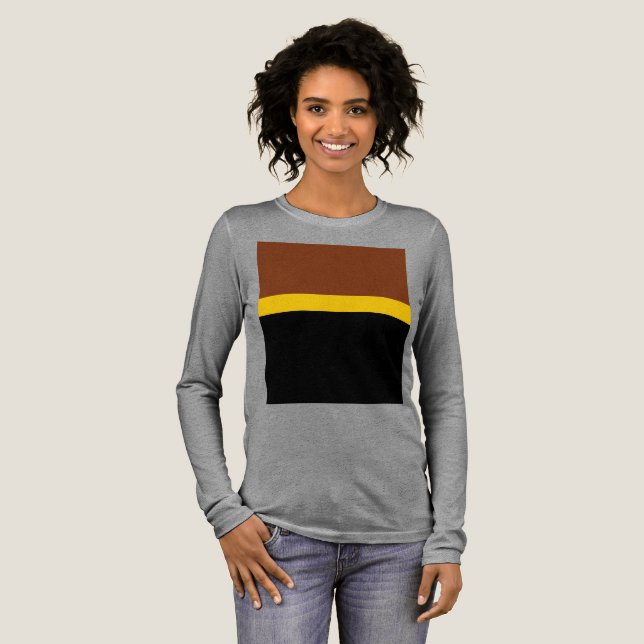 Braungelb-Schwarz-Blockstil-Design Tri-Blend Shirt (Volle Vorderseite)