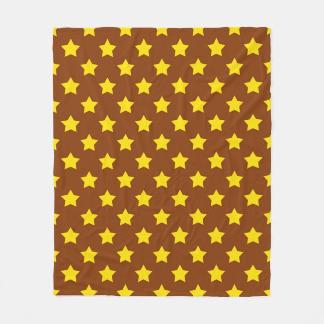Braungelbe Sterne Muster dekorativ Fleecedecke (Vorderseite)