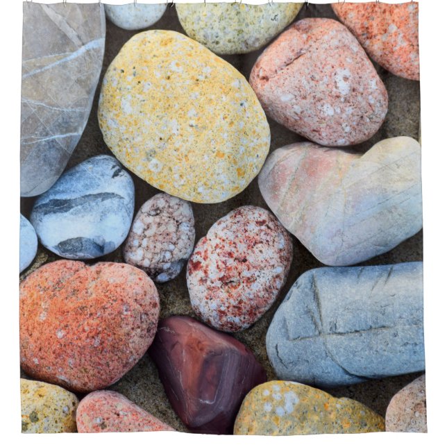 Braungelbe und graue Steine Duschvorhang (Vorderseite)