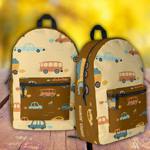 Braungelber Rucksack mit individuellem Autonamen f