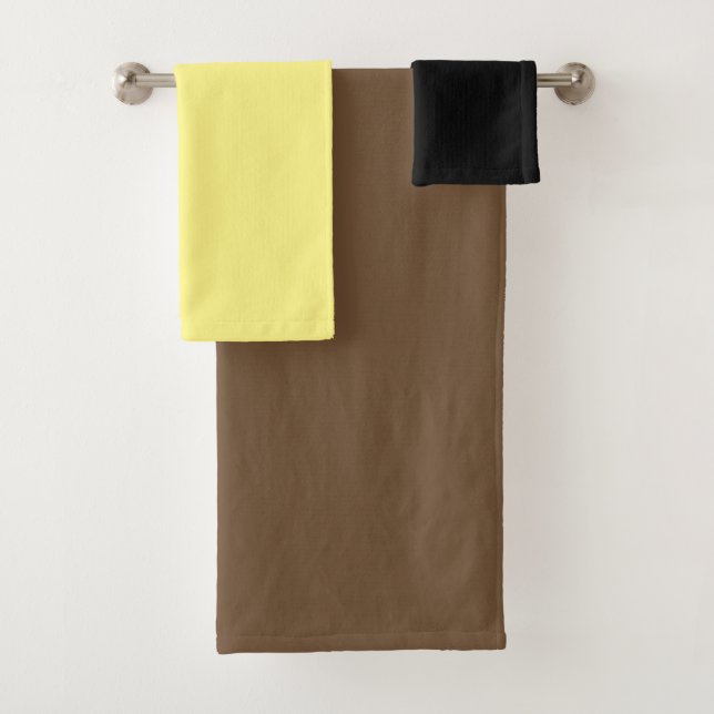 Braungelbes Schwarzes Muster Badhandtuch Set (Insitu)