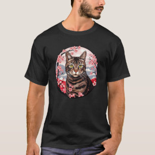 Braungetigerte Katze Kirschblüte Lustige Haustierb T-Shirt