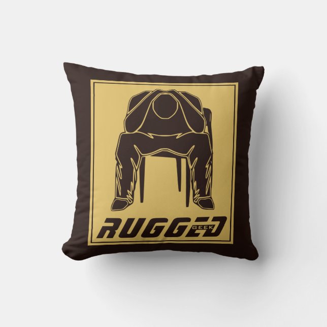 Braungold Rugged Man Holding Head | Denkende Kissen (Vorderseite)