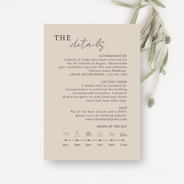 Braungrau | Chic Minimalistisch Wedding Details Ic Begleitkarte (Von Creator hochgeladen)